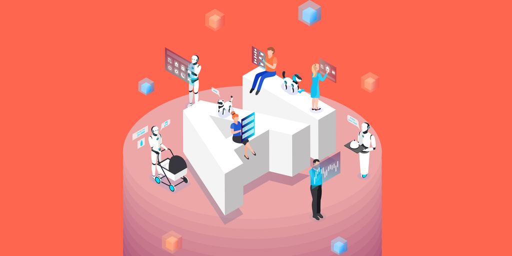 Illustrations of different job roles in a AI development team in an offshore location